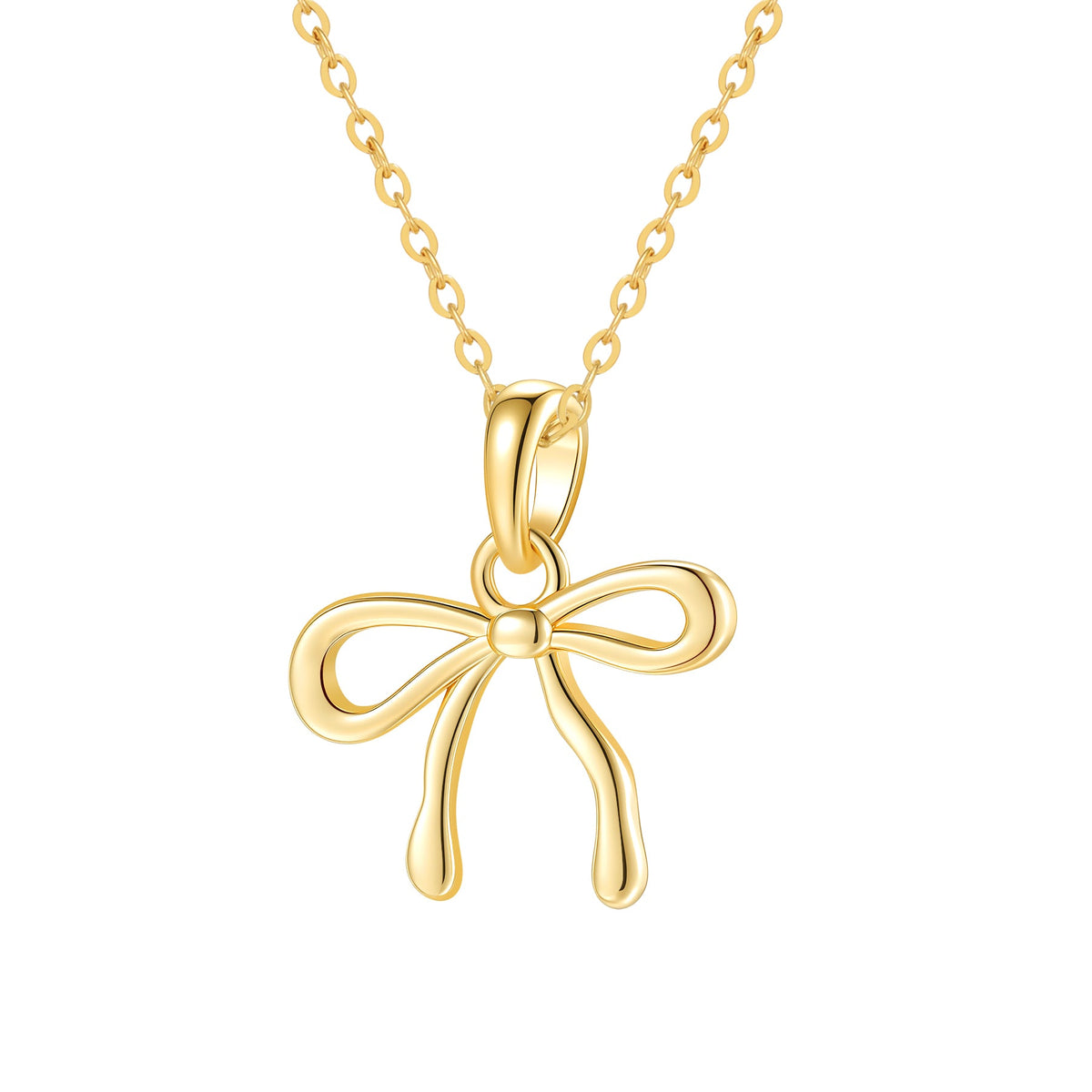 Dainty Bow Pendant Necklace Sterling Silver