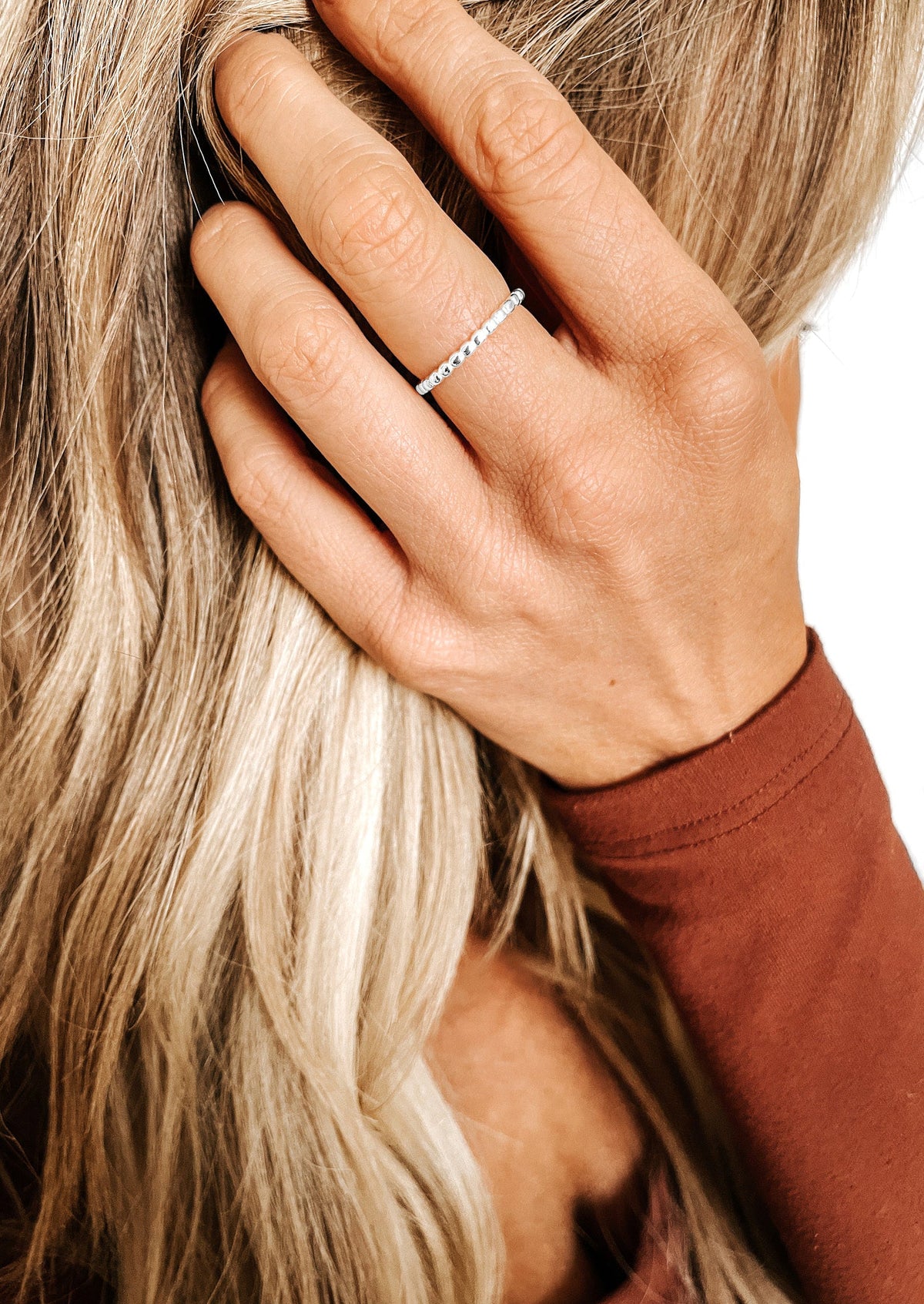 Dainty Flat Beaded Ring