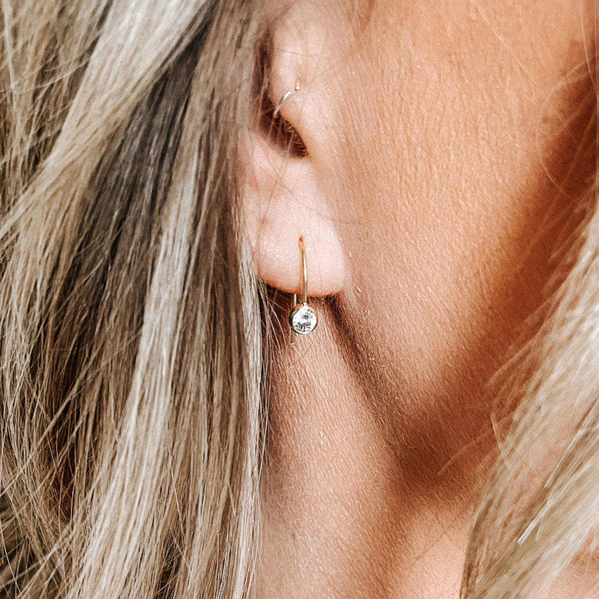 Dainty Gold CZ Drop Earrings