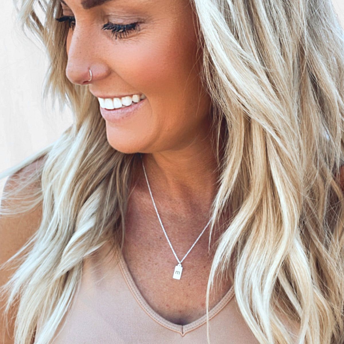 Tiny Rectangle Necklace - Personalized Initial Necklace