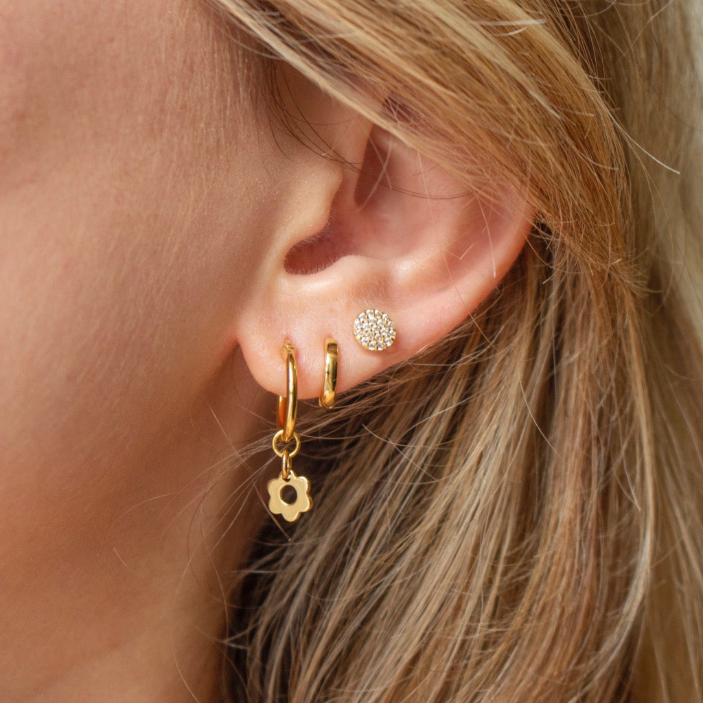 Kaia Hoop Earrings Gold Flower