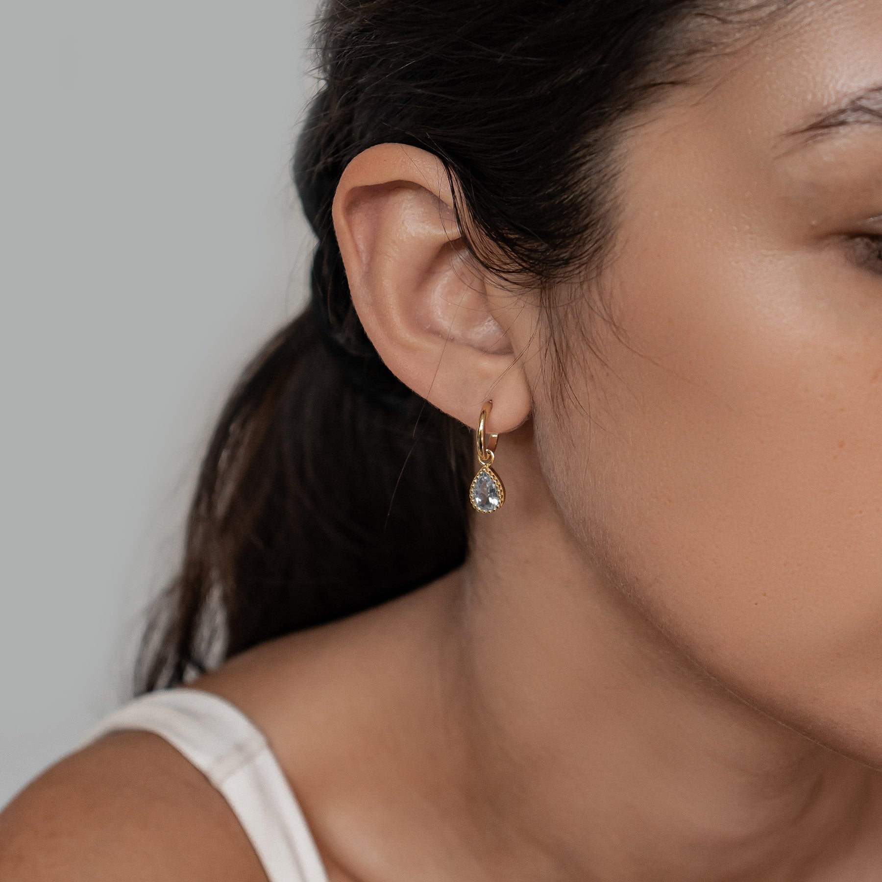 December Blue Topaz Birthstone Hoop Earrings Sterling Silver