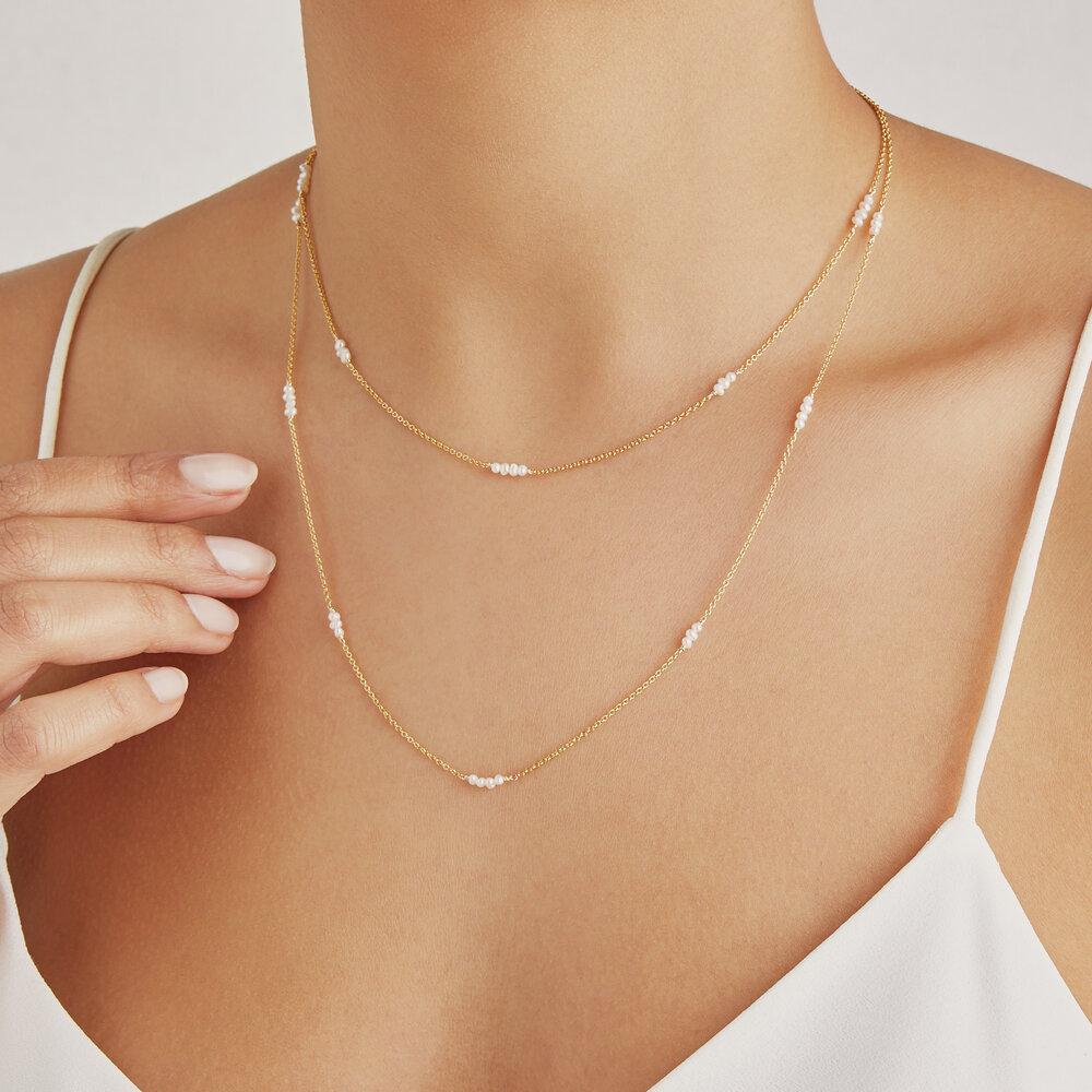 Rose Gold Layered Mini Pearl Necklace