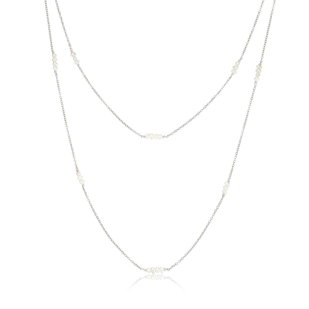 Silver Layered Mini Pearl Necklace