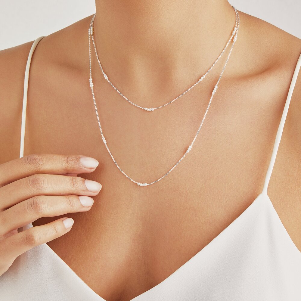 Silver Layered Mini Pearl Necklace