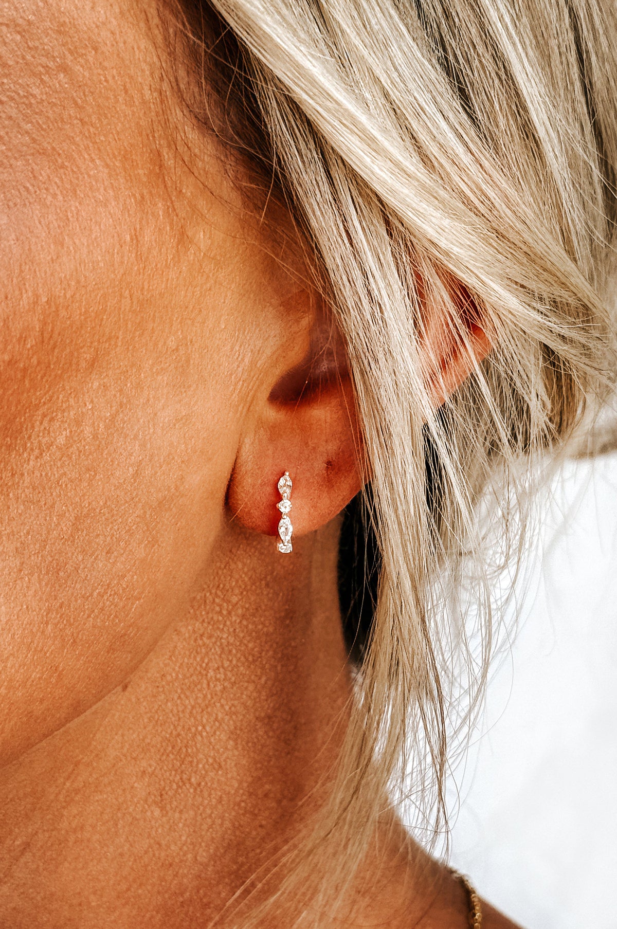 Diamond Huggie Hoop Earrings- Gemstone Hoops