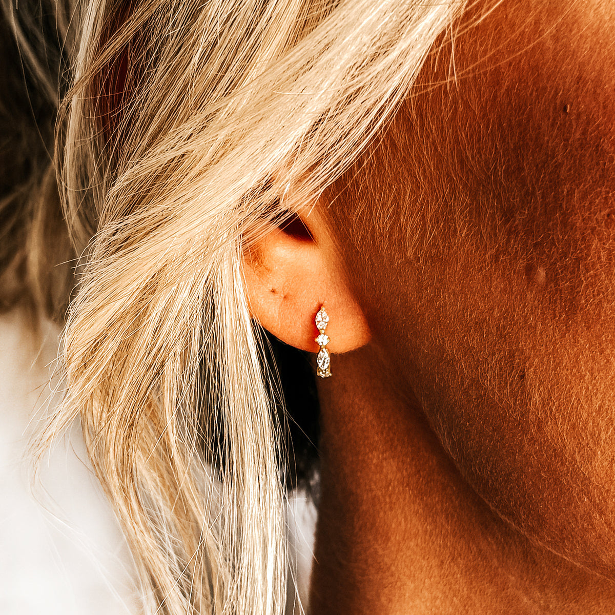 Diamond Huggie Hoop Earrings- Gemstone Hoops