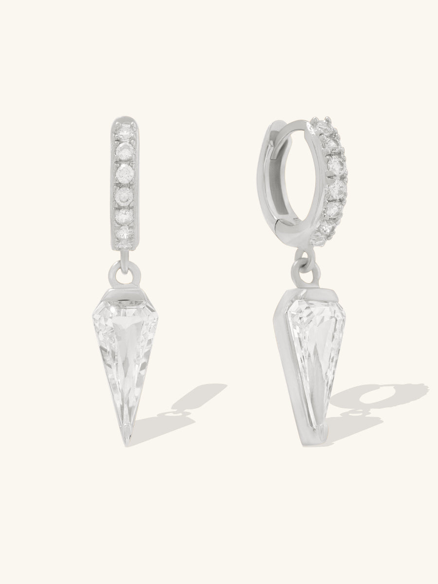 Diamond Gem Silver Baby Huggie Earrings