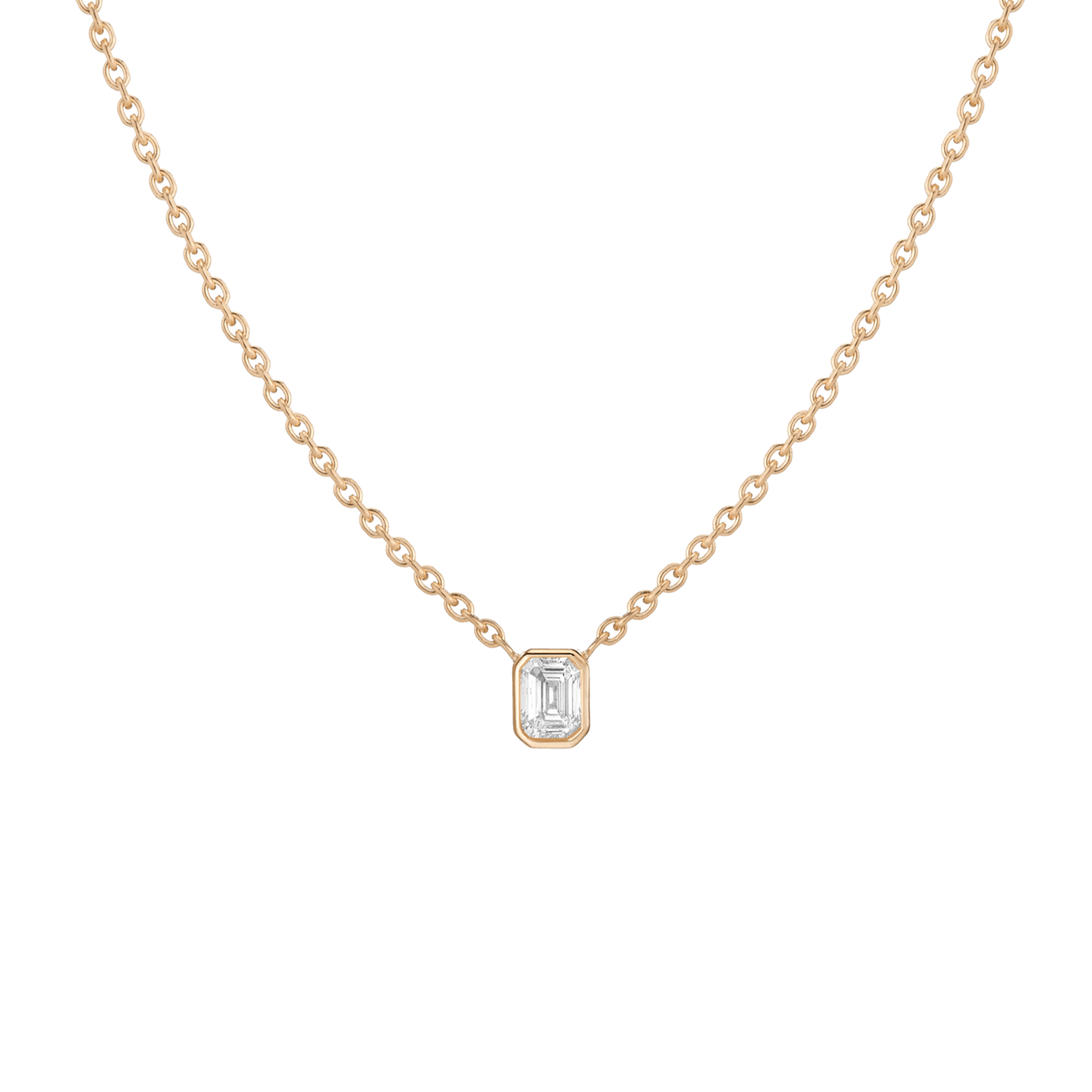 XL Lab Grown Diamond Emerald Bezel Necklace