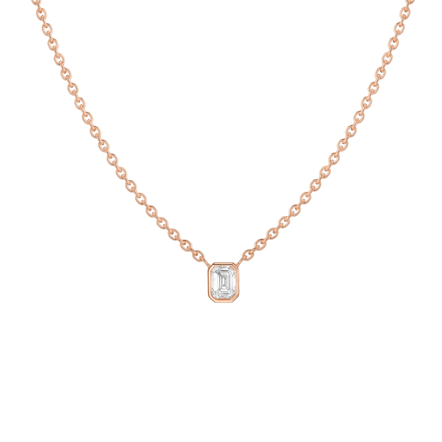 XL Lab Grown Diamond Emerald Bezel Necklace