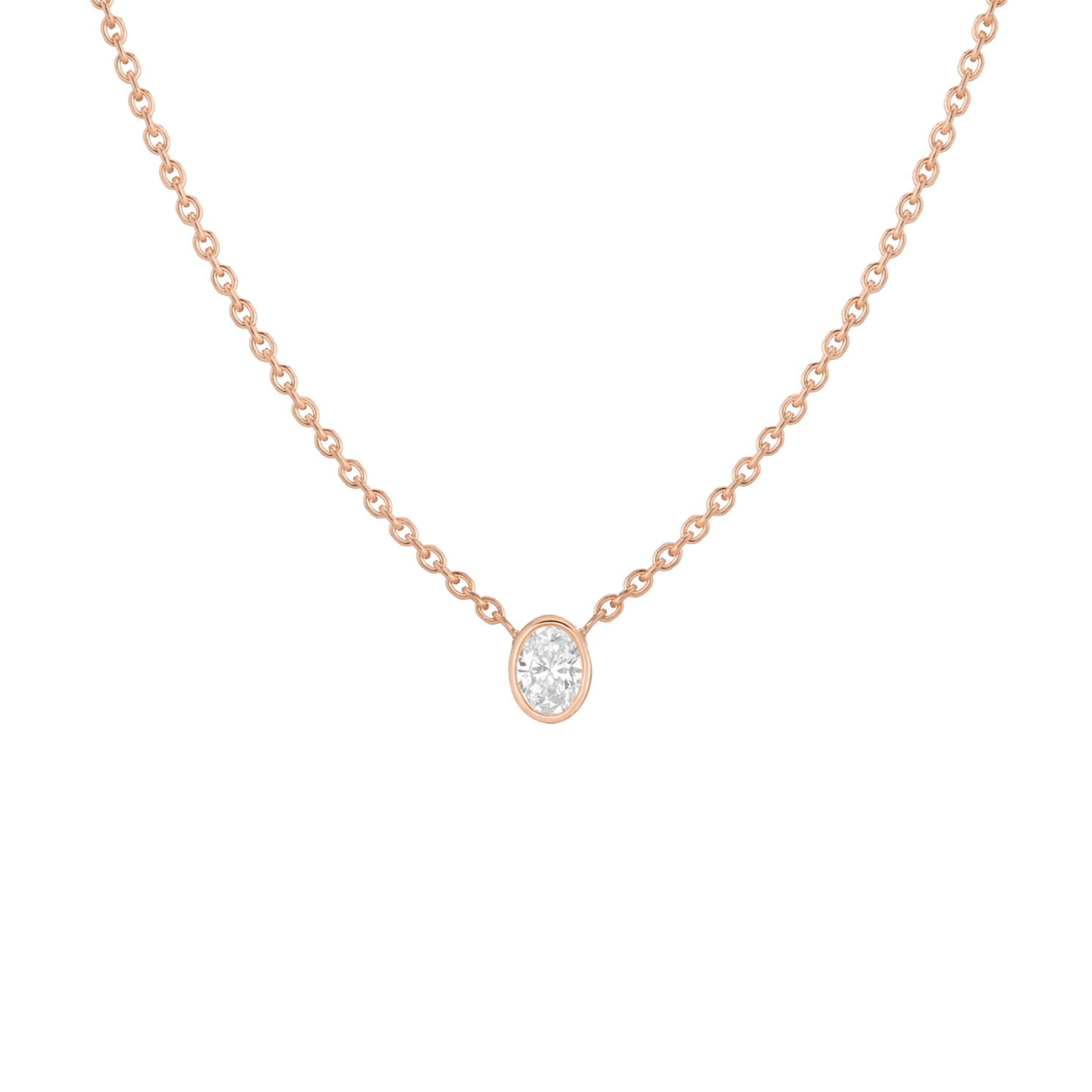 XL Lab Grown Diamond Oval Bezel Necklace
