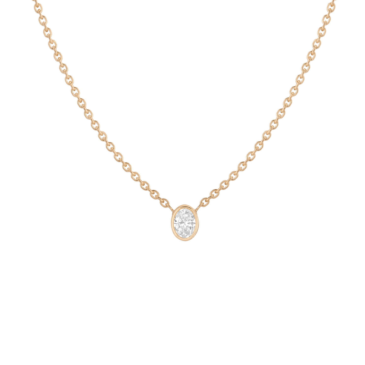 XL Lab Grown Diamond Oval Bezel Necklace