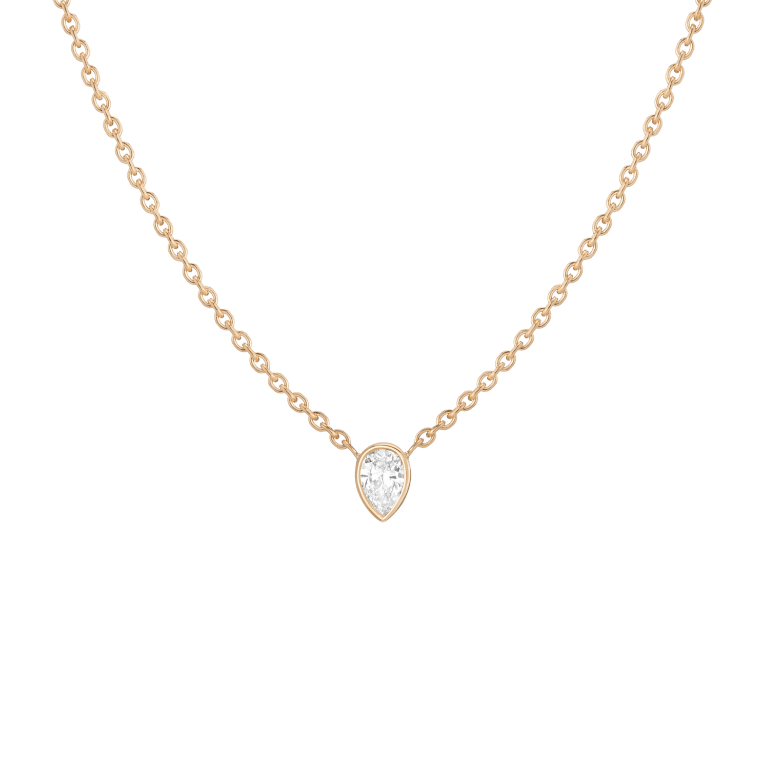 XL Lab Grown Diamond Pear Bezel Necklace