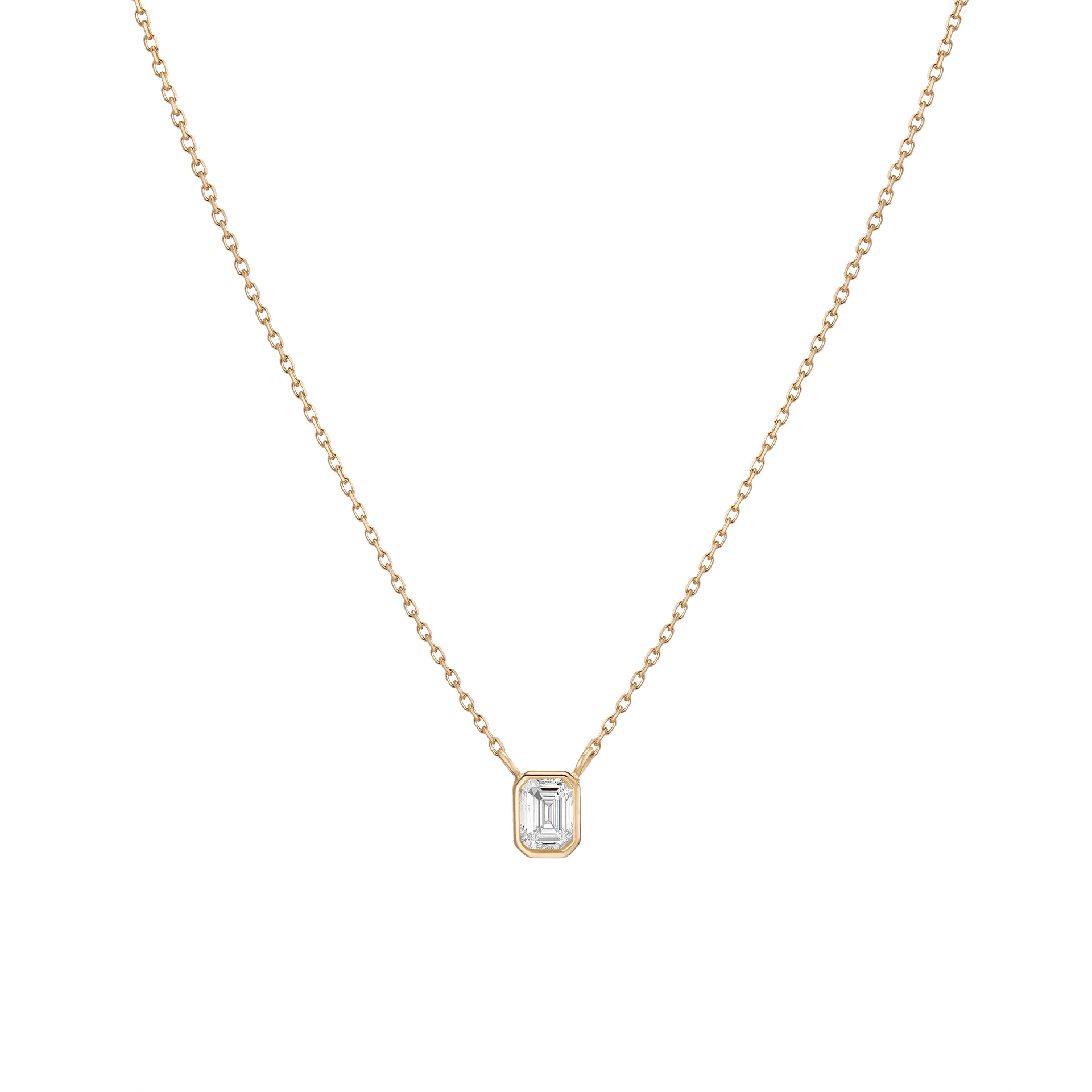 Lab Grown Diamond Emerald Bezel Necklace