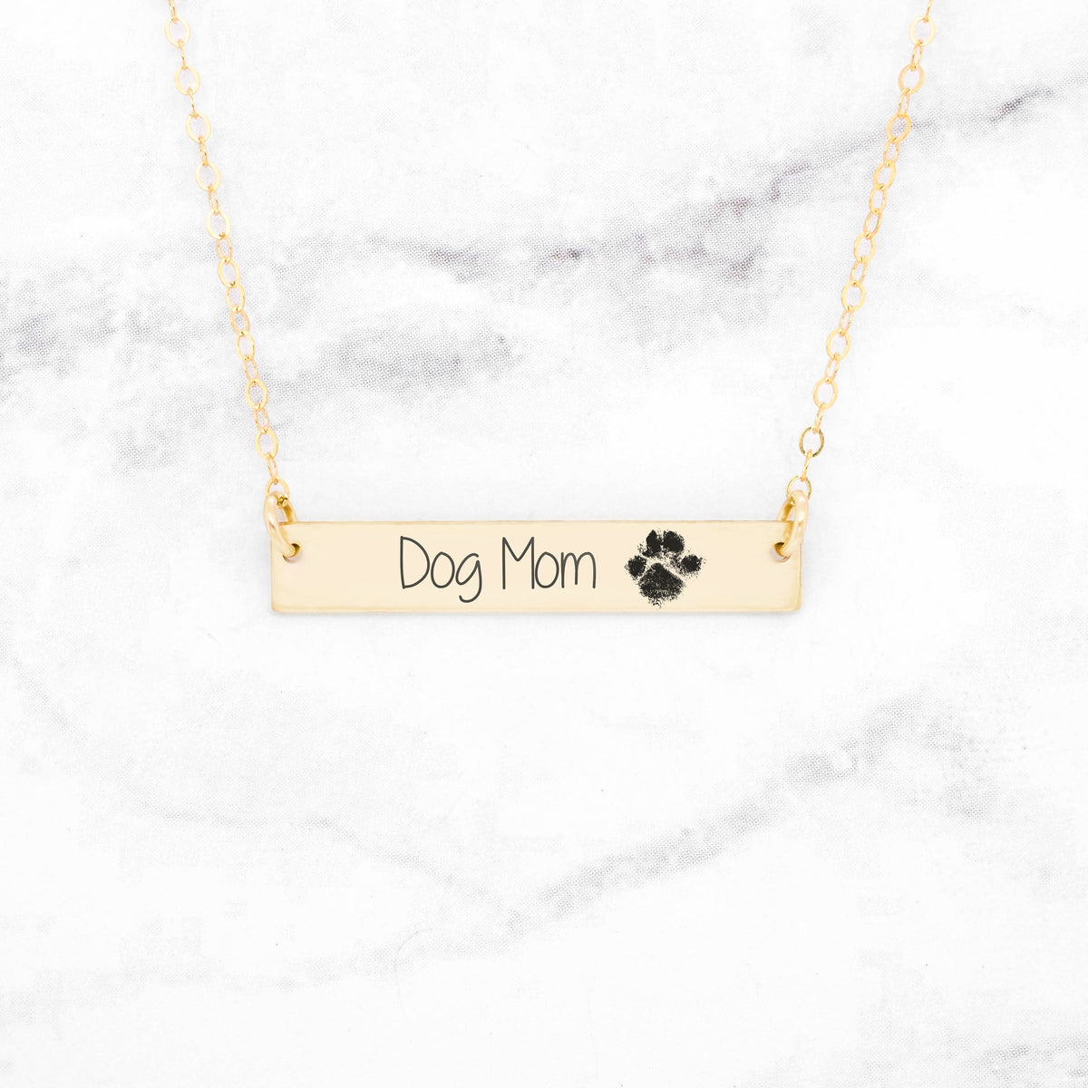 Dog Mom Necklace- Custom Paw Print Bar Necklace