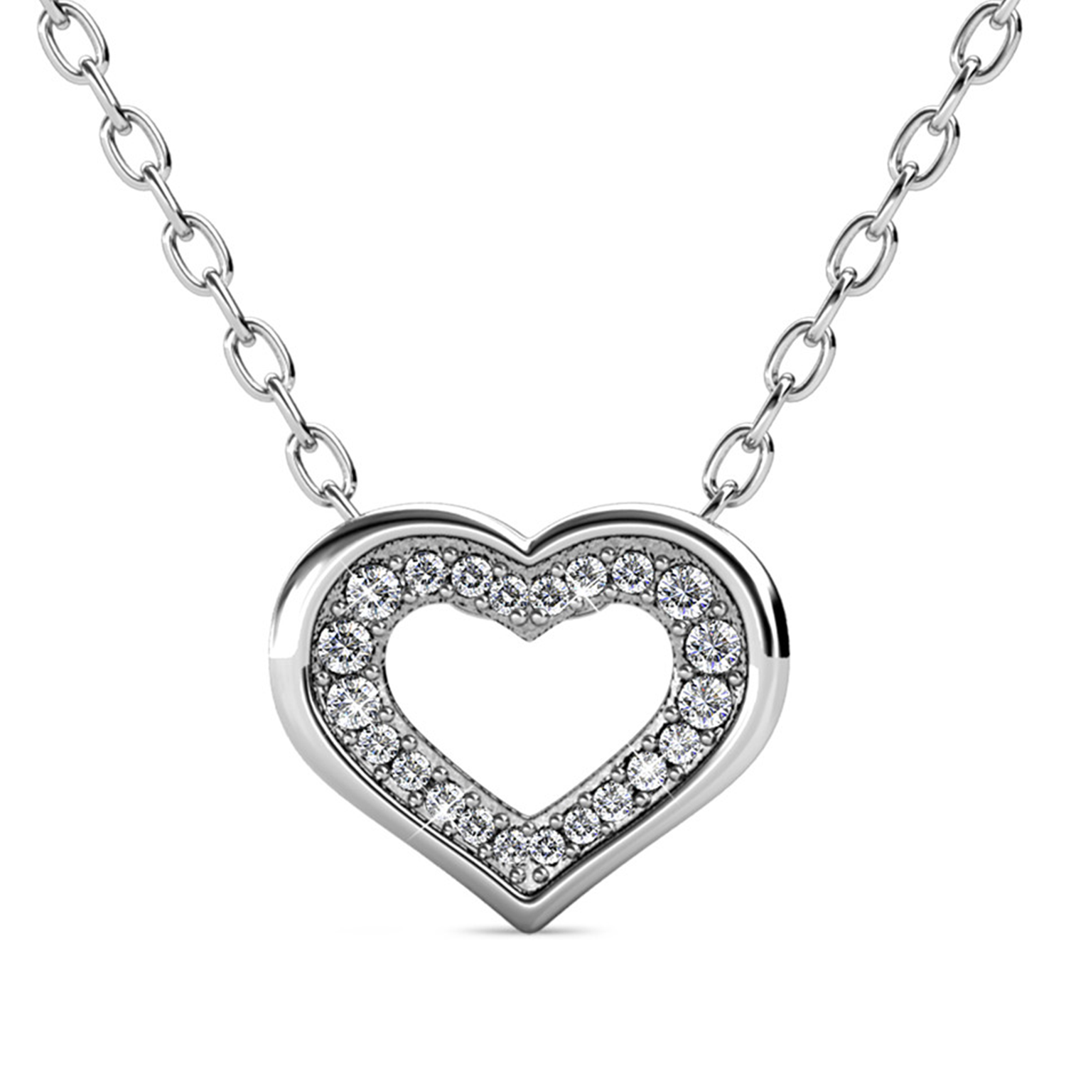 Dominique 18k White Gold Plated Silver Necklace with Swarovski Crystals