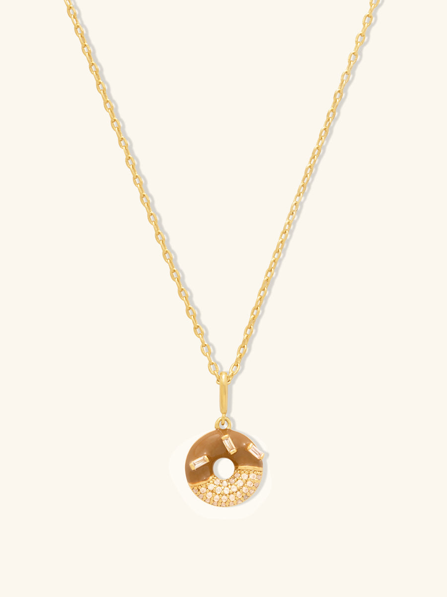Donut Coffee Glazed Gold Necklace