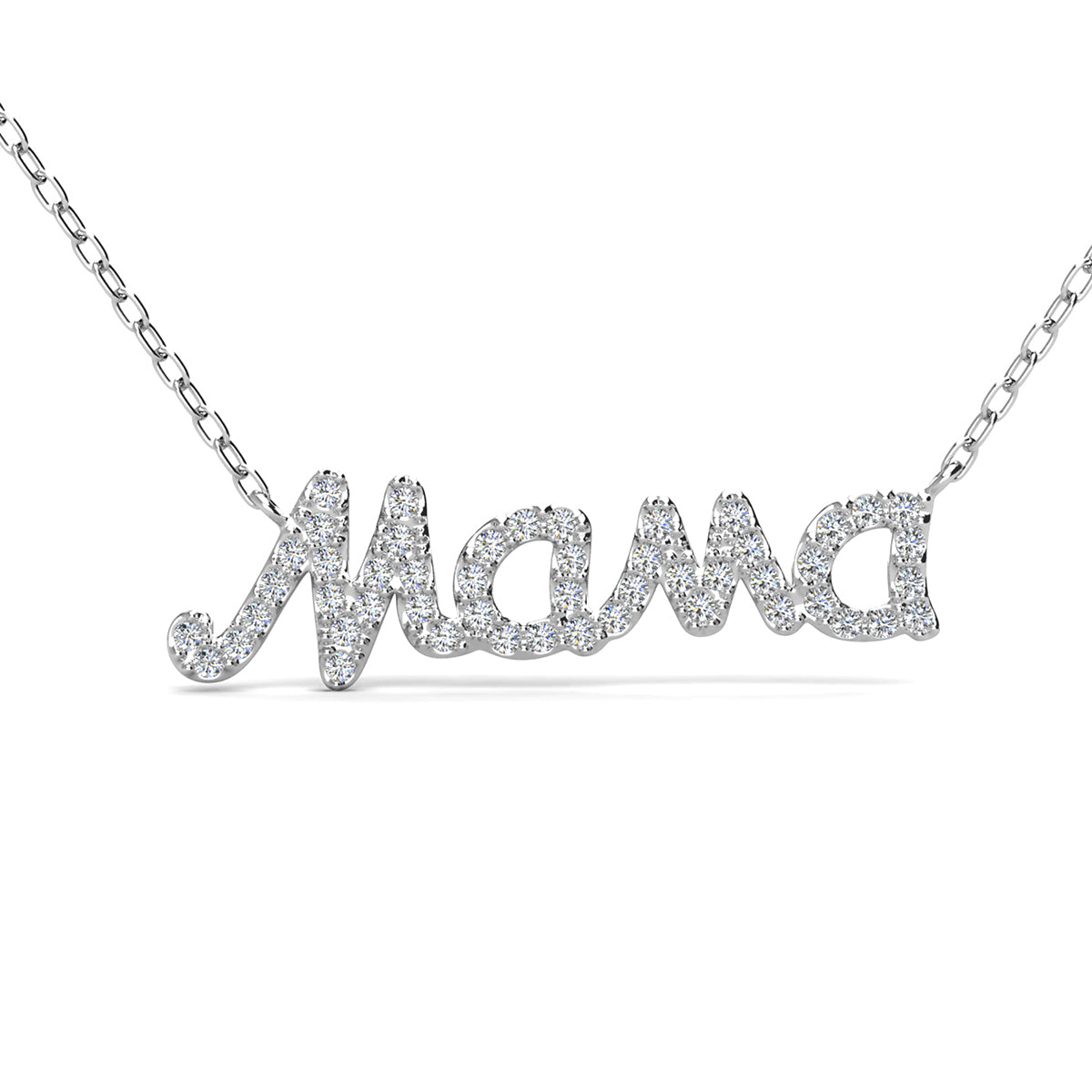 Dorothy 18k White Gold Plated Mama Necklace with Swarovski Crystals