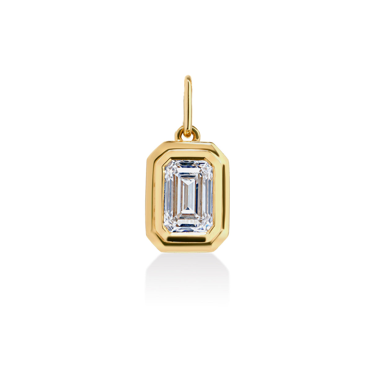 Double Bezel Emerald Cut Lab Diamond Pendant