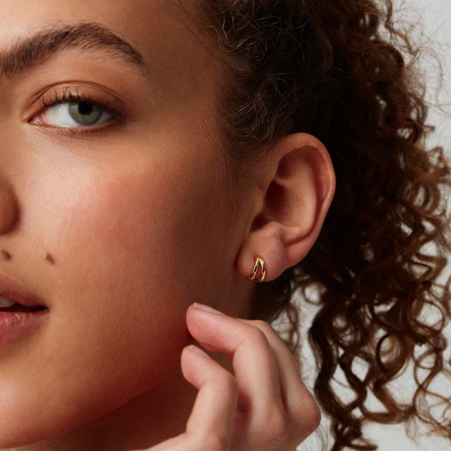 Double Huggie Earrings Silver