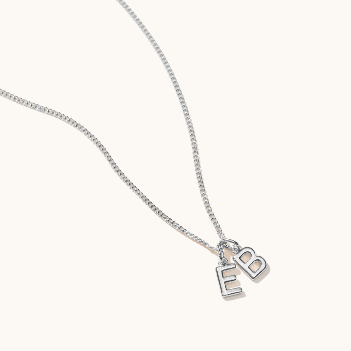 Mini Double Letter Necklace Silver