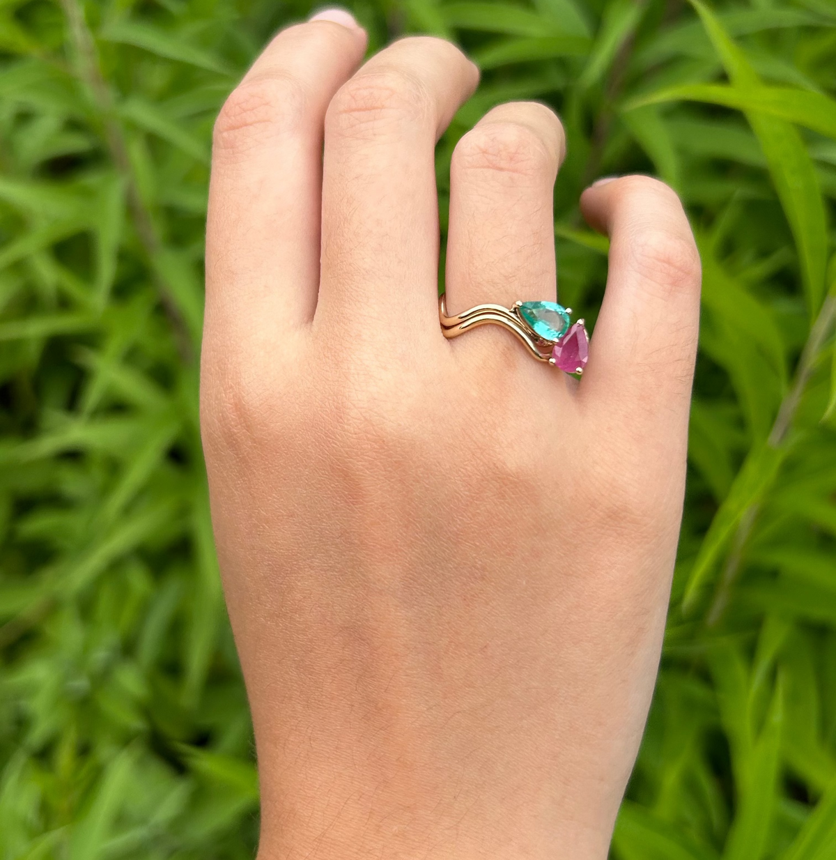 DOUBLE PETITE COMETE STELLA & STONE RING