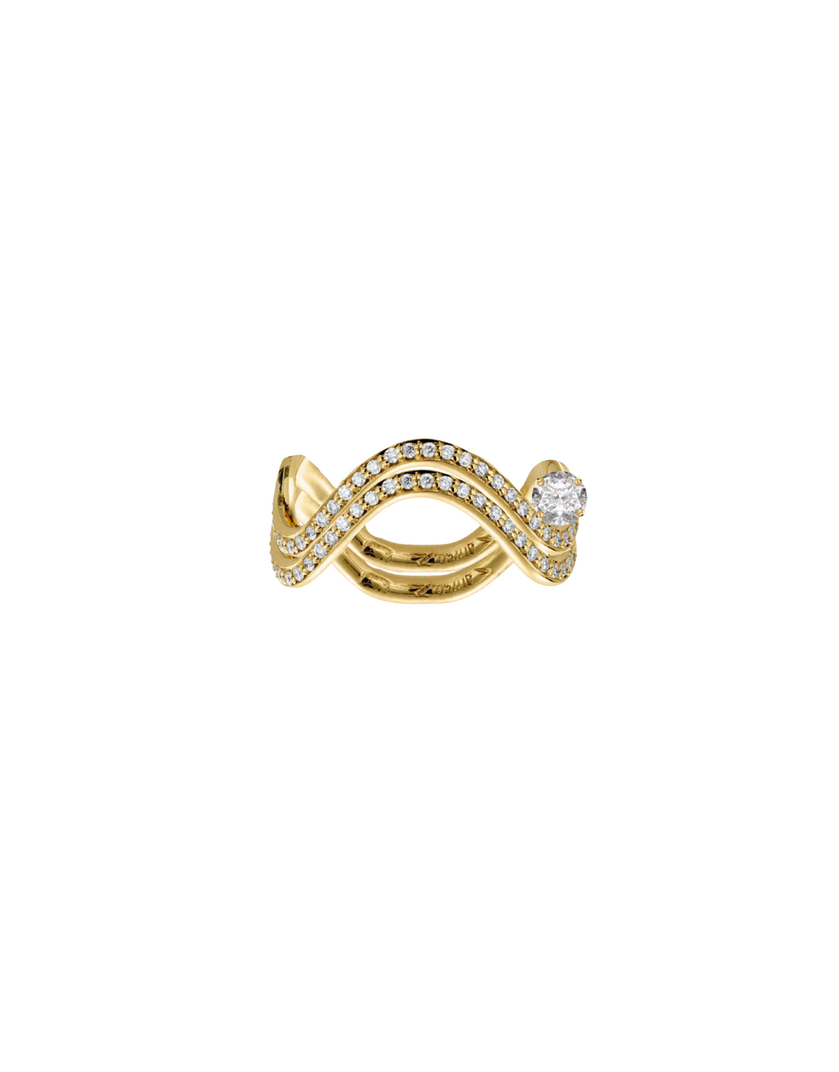 DOUBLE PAVÉ PETITE COMETE ROUND STAR DIAMOND RING