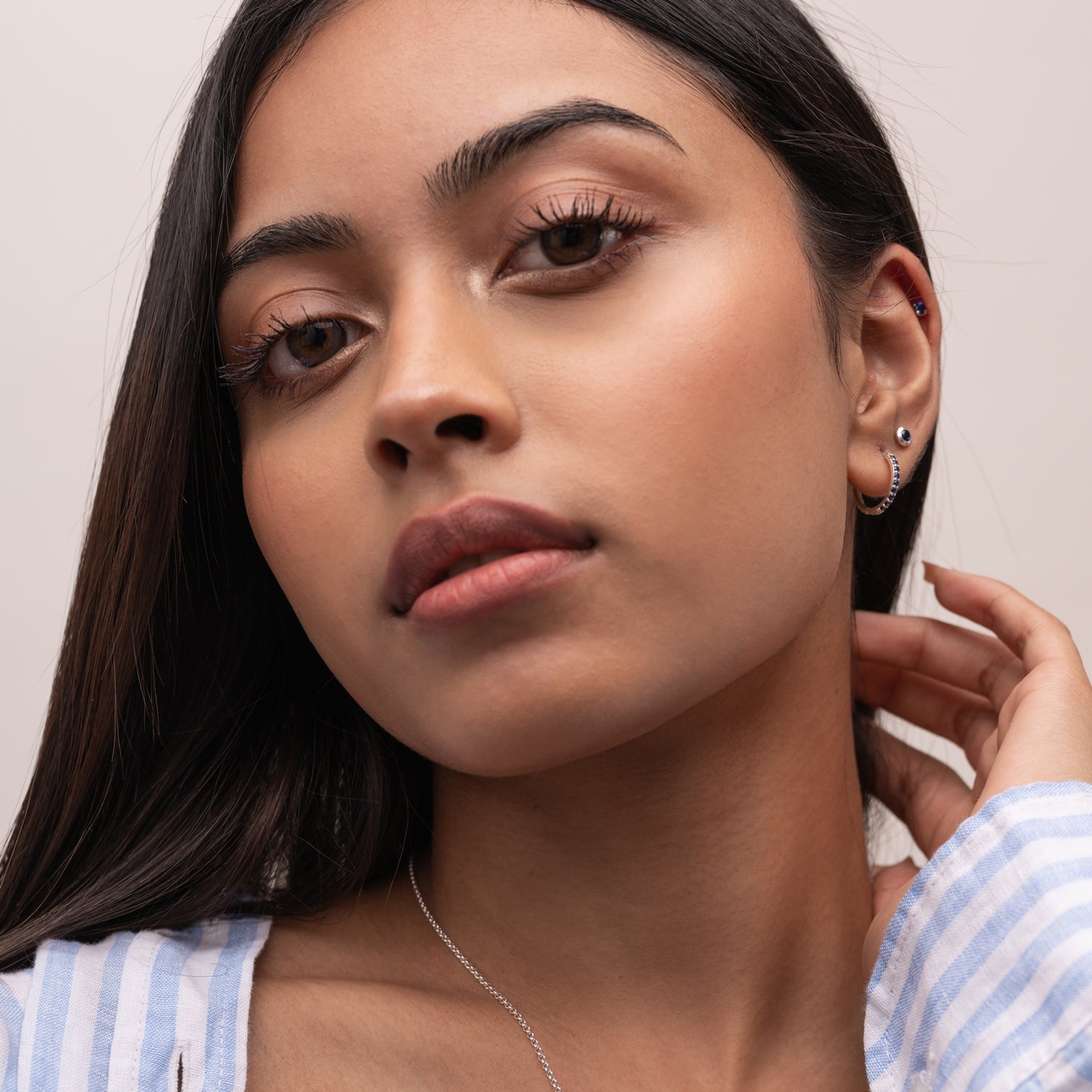 Sapphire Lumiere Huggie Hoops