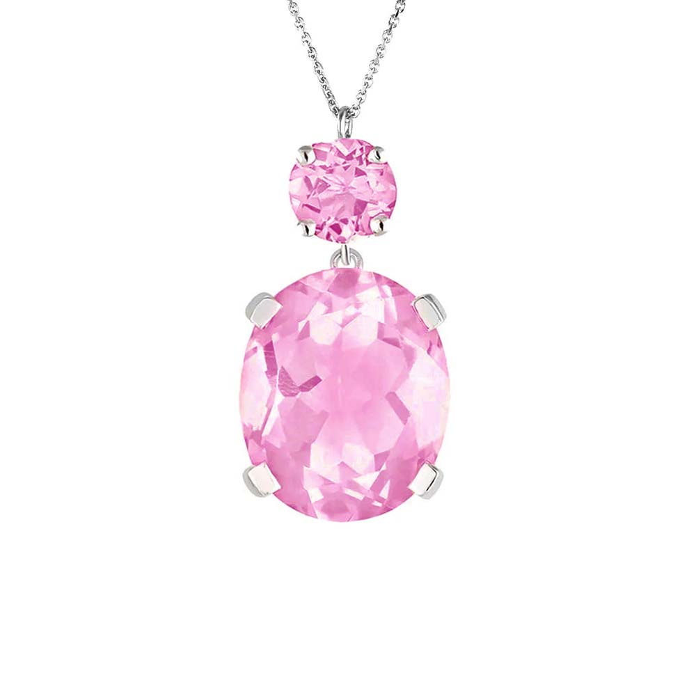 Sterling Silver or White Gold Pink Topaz Drop Necklace