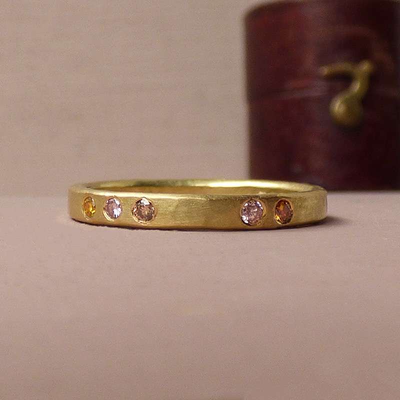 Dusk — Fancy Coloured Diamond Wedding Band in 18ct Fairmined Gold