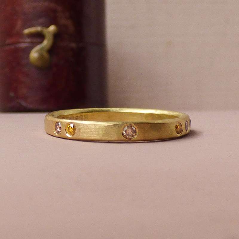 Dusk — Fancy Coloured Diamond Wedding Band in 18ct Fairmined Gold