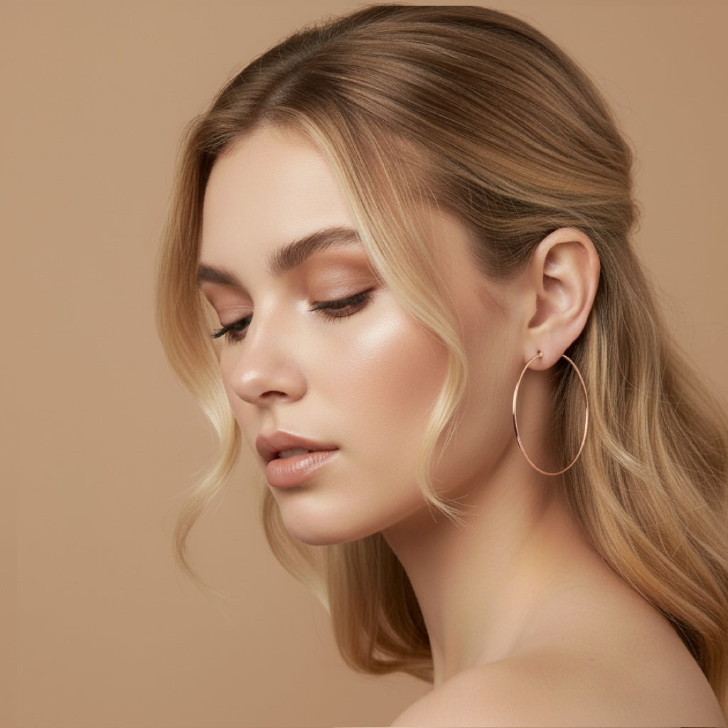18K Rose Gold Large Hoop Earrings