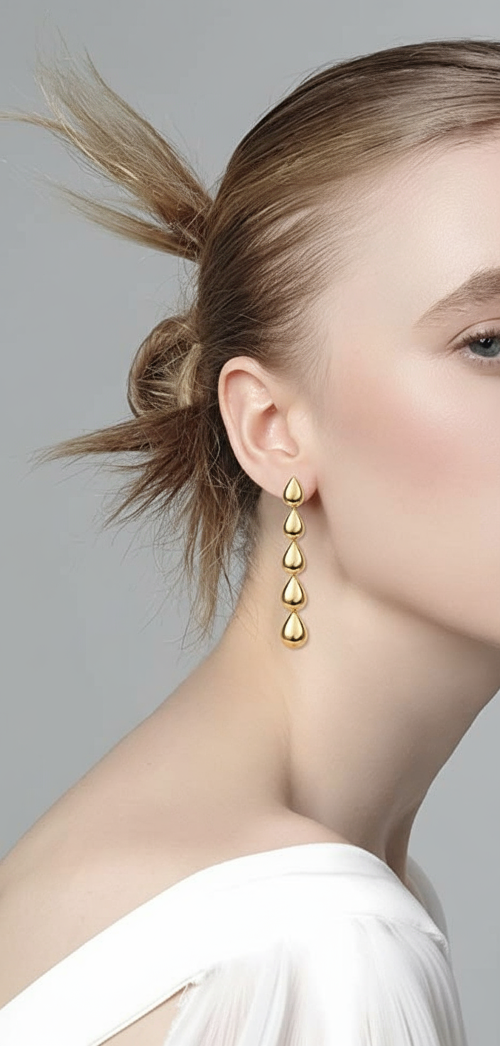 18k gold Modern Multi Tear Drop Earrings