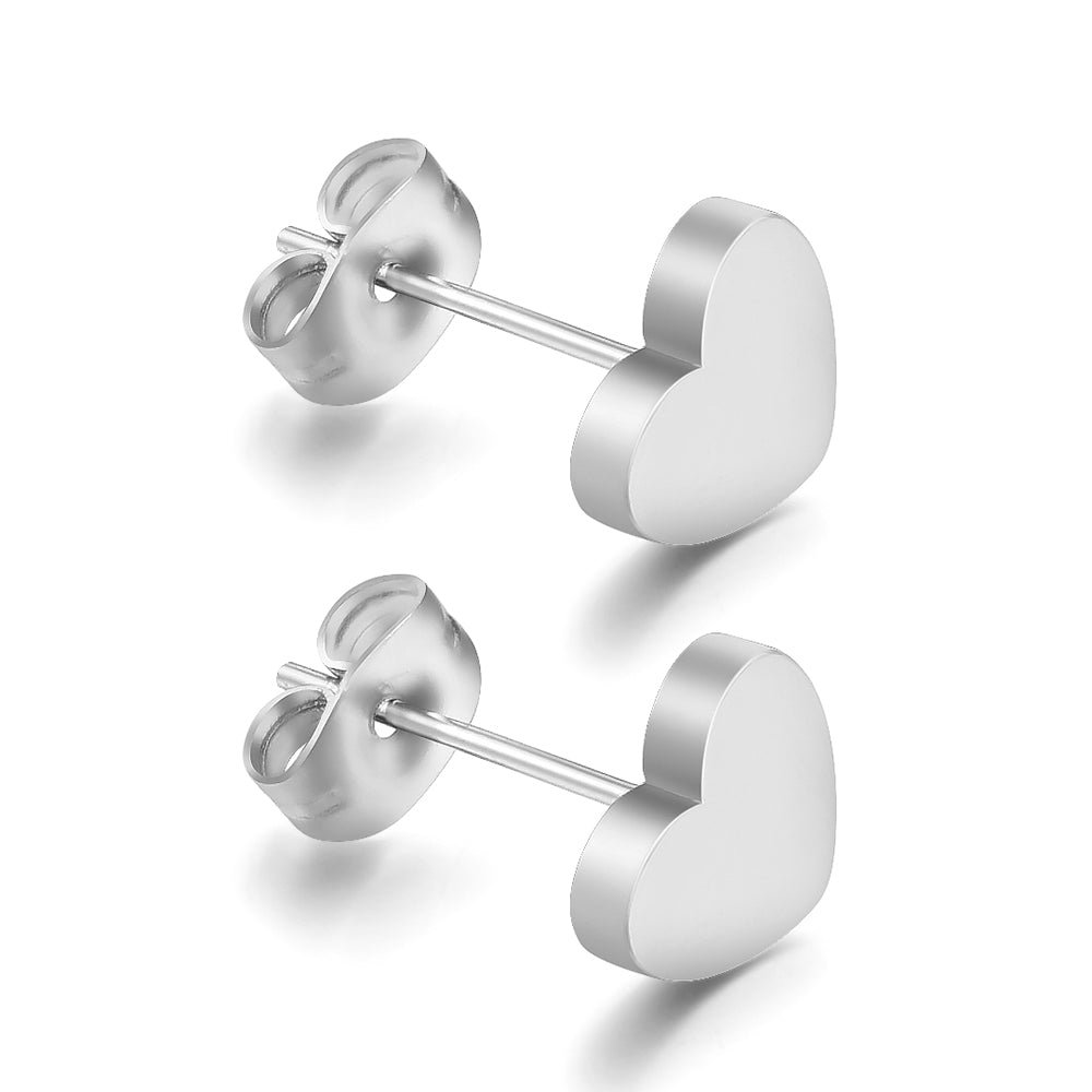18K Gold Polished Heart Stud Earrings
