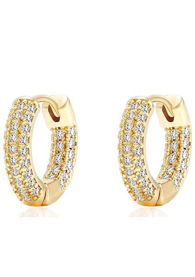 18K Gold Cz Inside Out Huggie Earrings