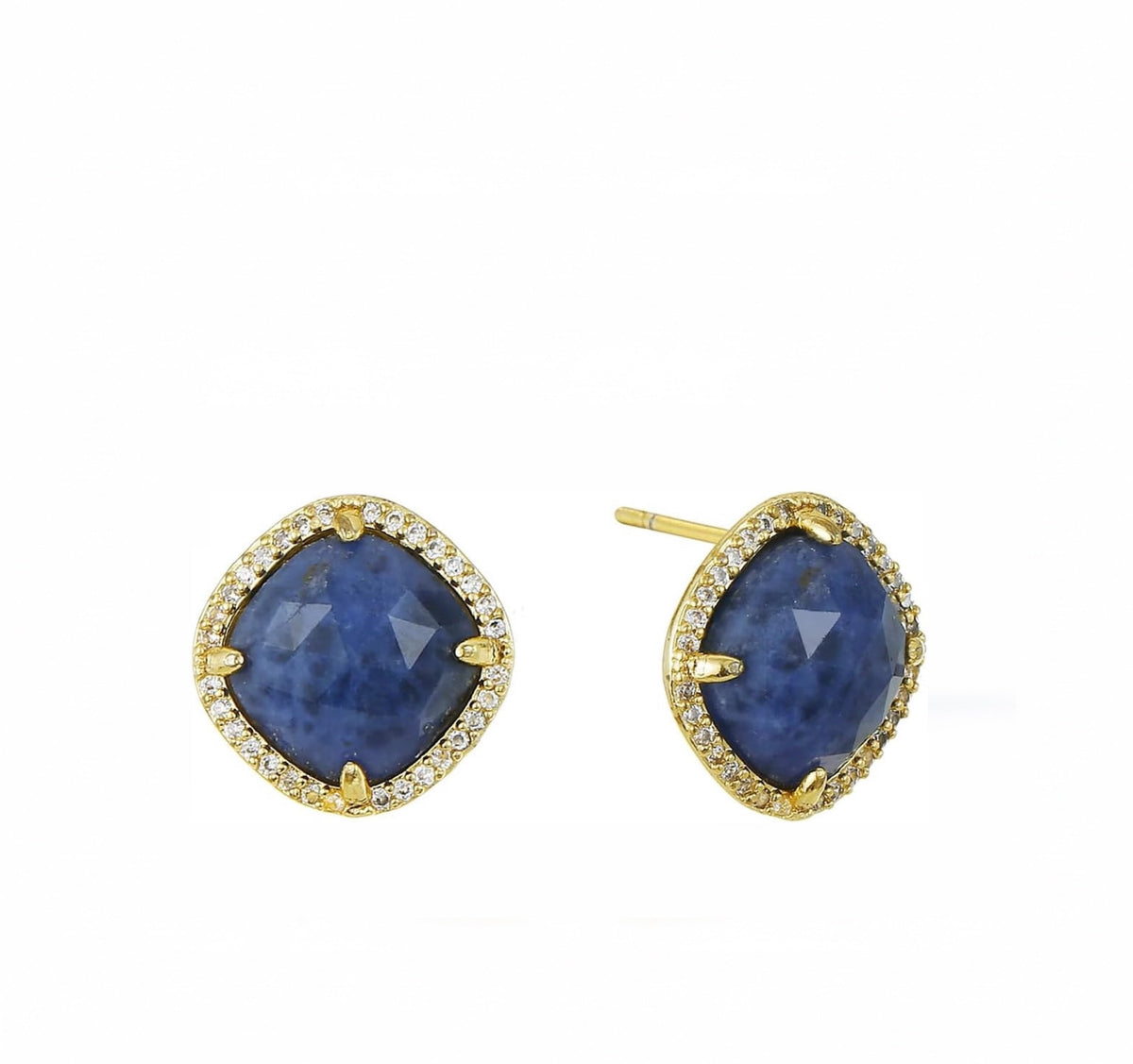 18k Gold Plated Turquoise Cushion Stud Earrings