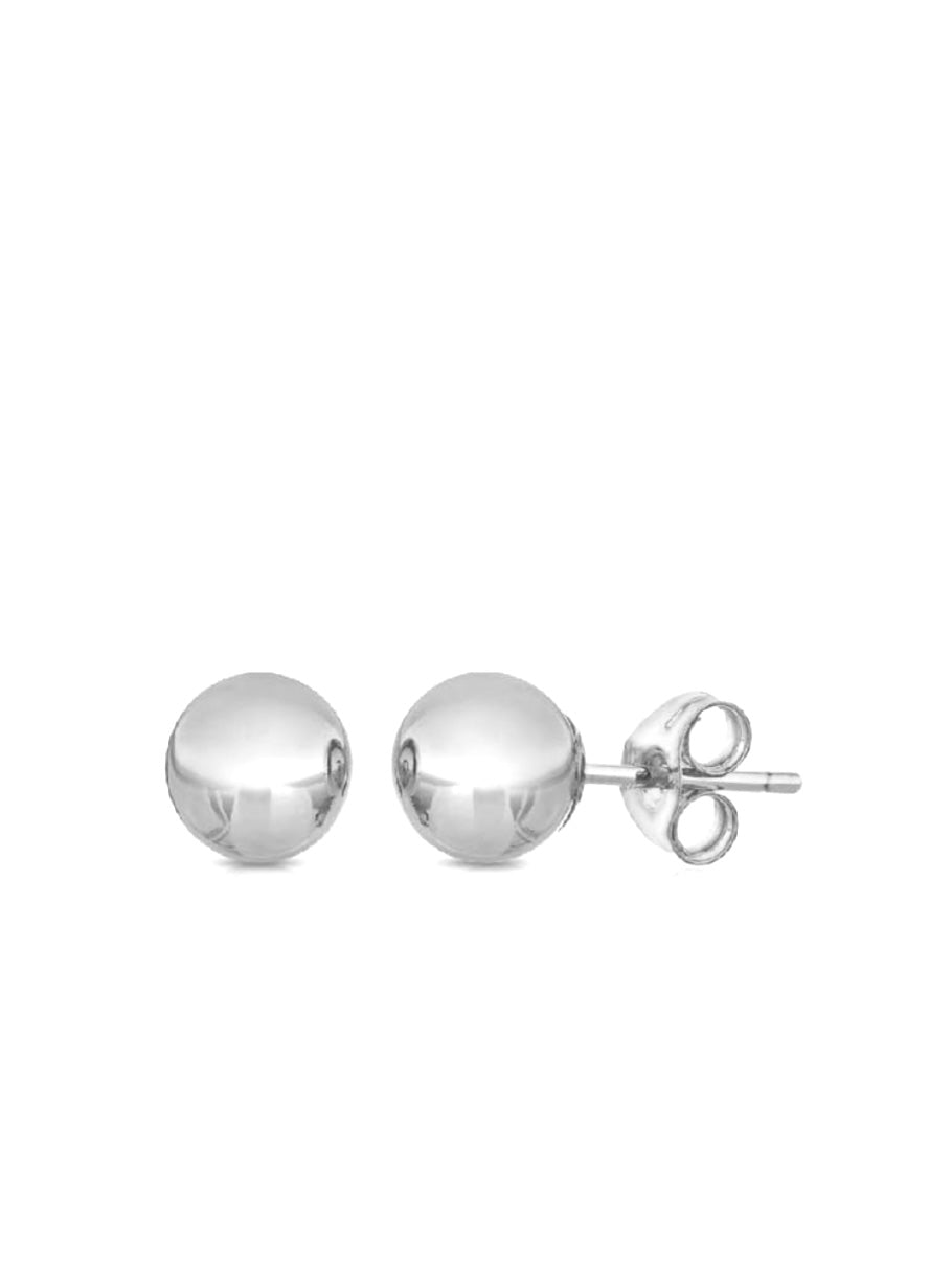 14K Solid White Gold Polished Stud Earrings
