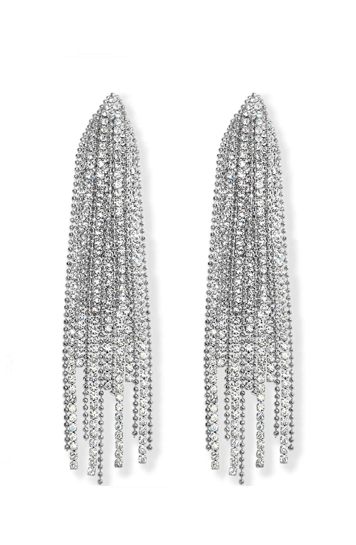 Silver Embelished Chandelier Statement Earrings