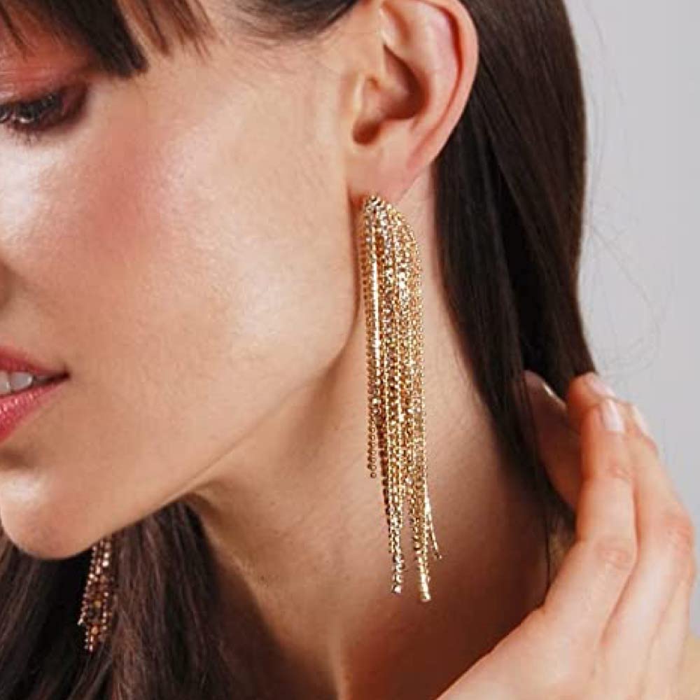 18k Gold Embellished Chandelier Statement Earrings