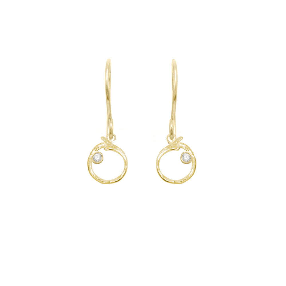 Branch Circle Seed Pod Solitaire Earrings