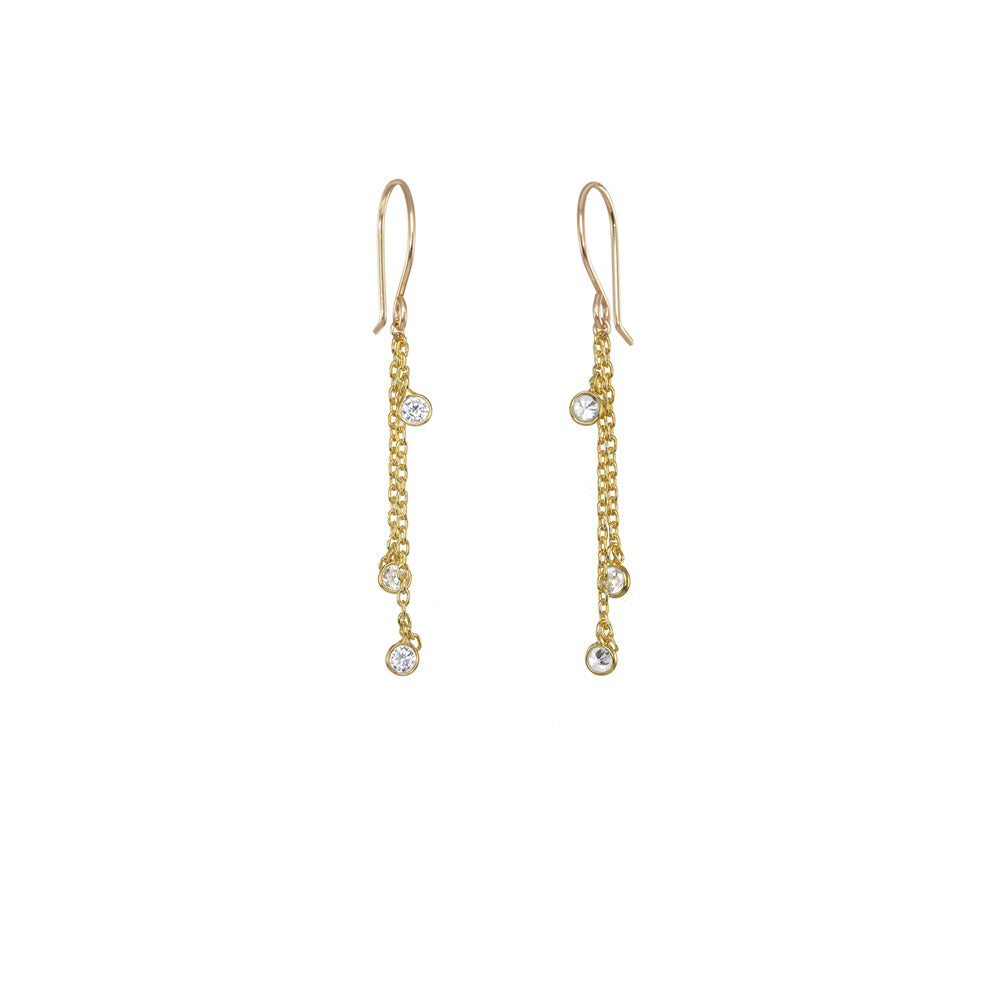 Mini Bezel Chain Earrings