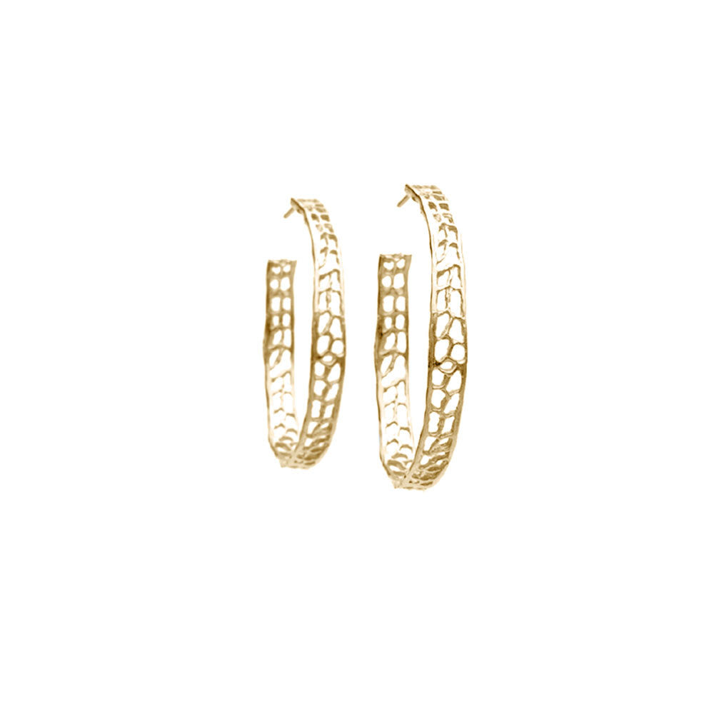 Large Coral Hoop Earrings