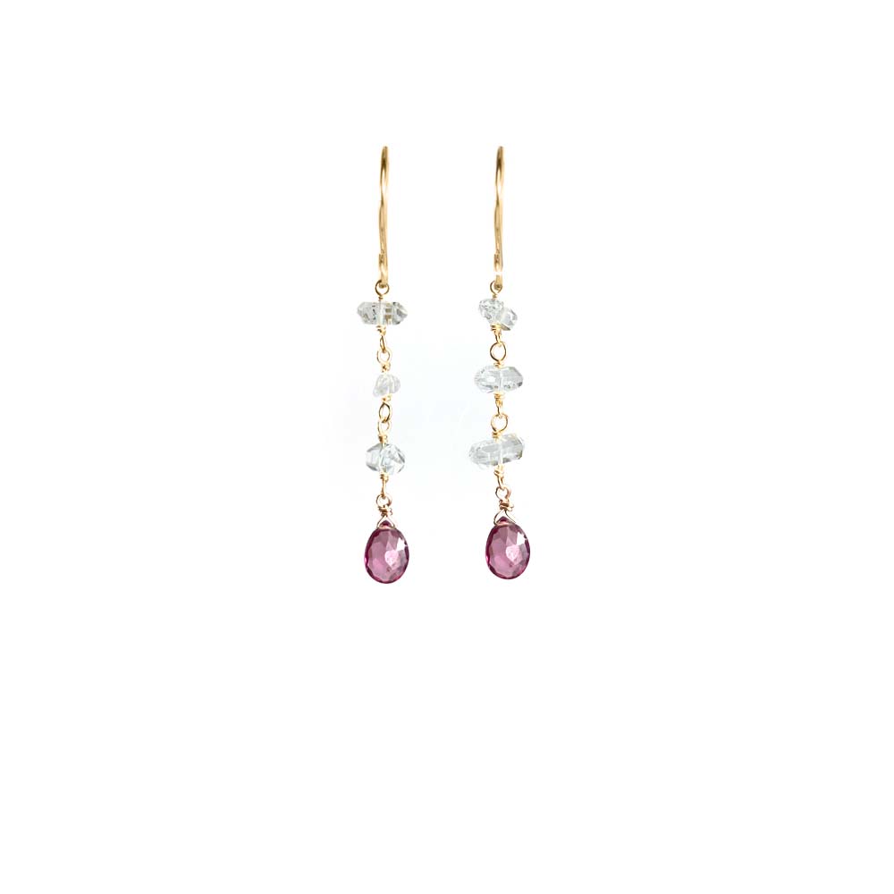 Herkimer Diamond with Heart-Shaped Stone Earrings