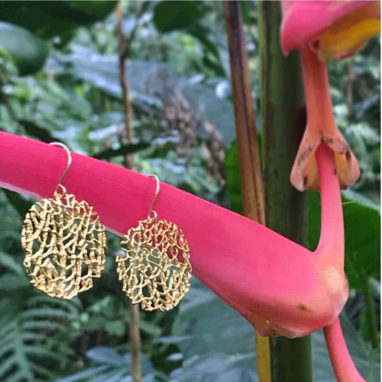Small Coral Disc Earrings