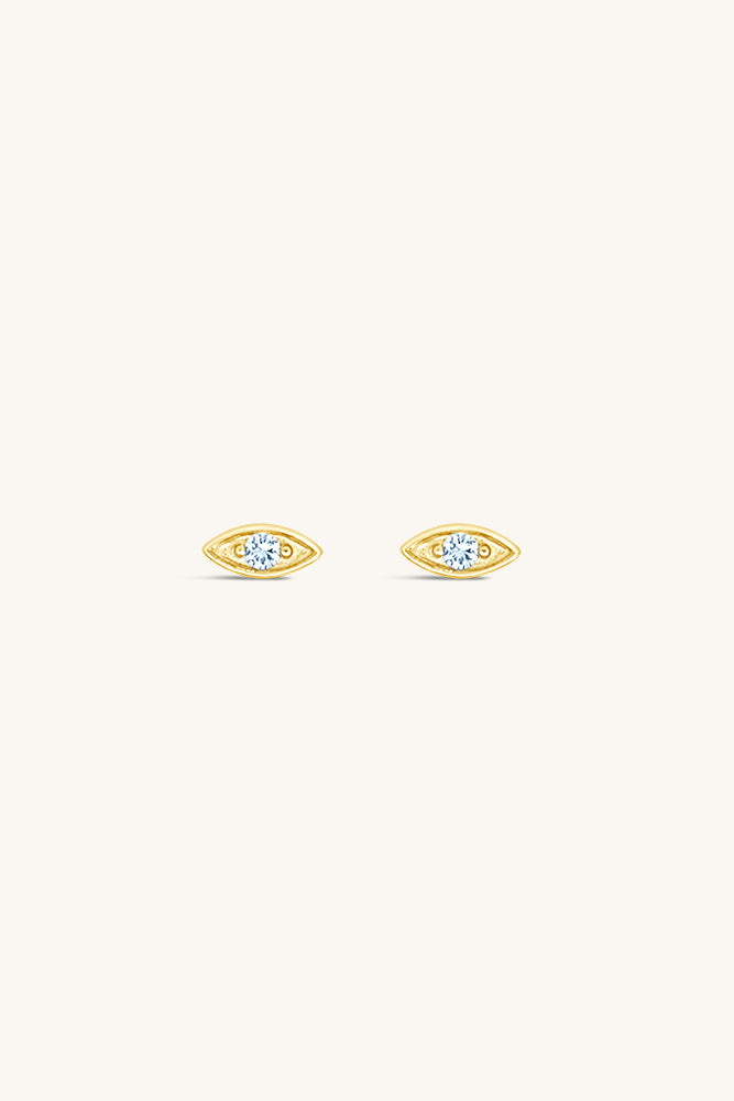 Evil Eye Stud Earrings - Aquamarine