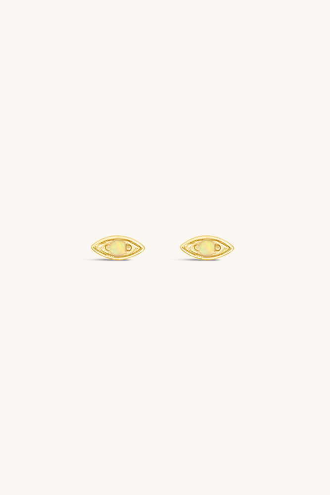 Evil Eye Stud Earrings - Opal