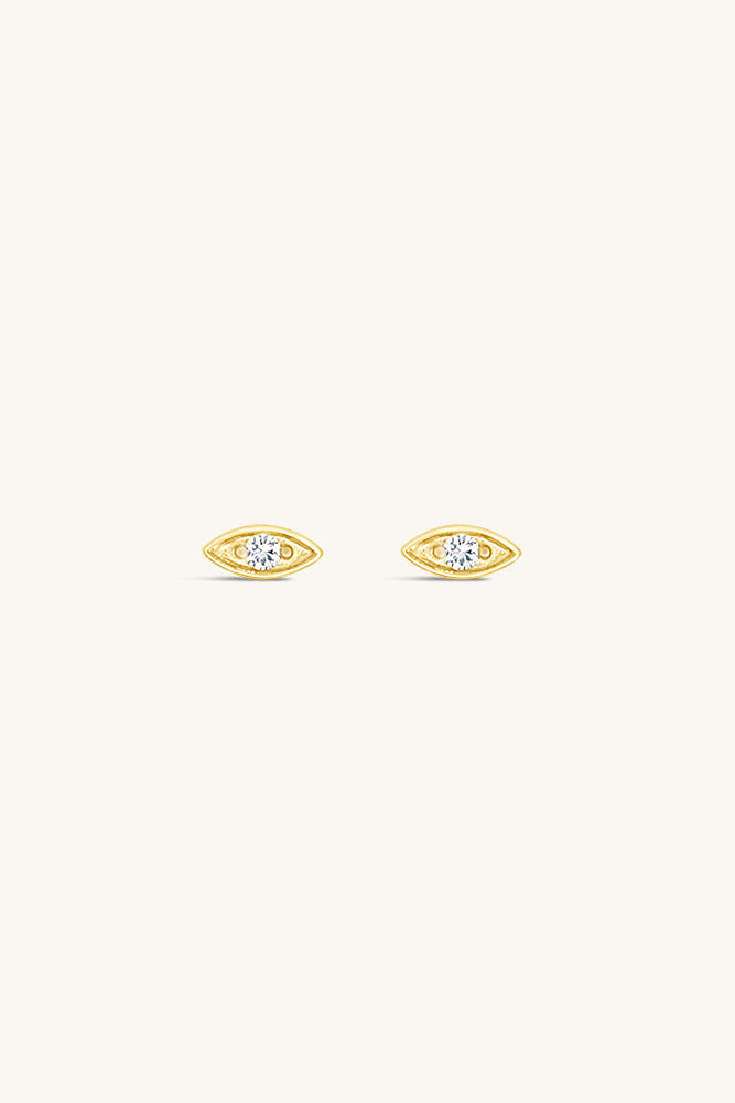 Evil Eye Stud Earrings - White Topaz