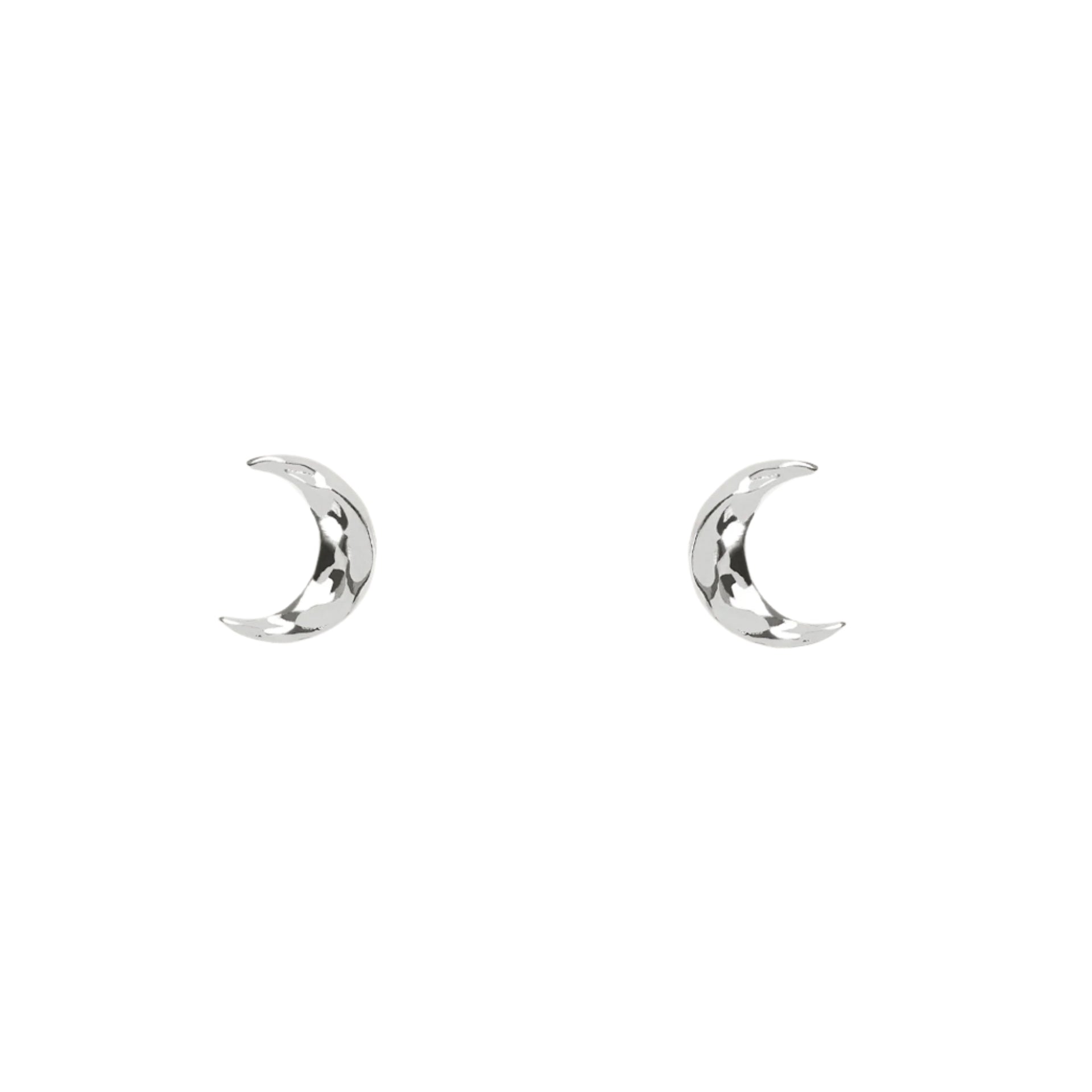 Moon Stud Earrings Silver