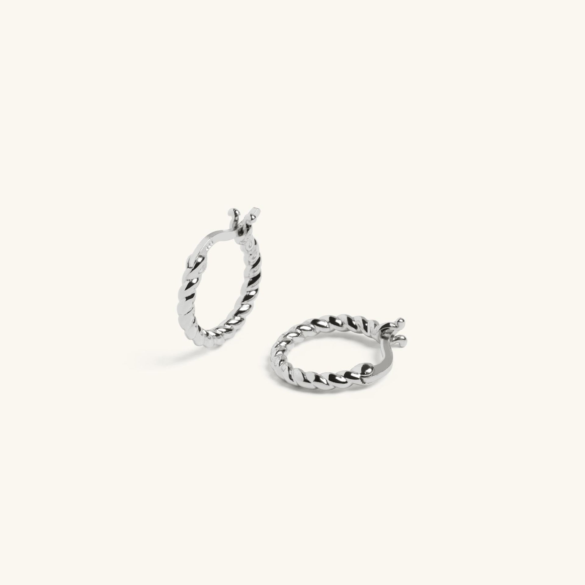 Twisted Hoop Earrings Silver