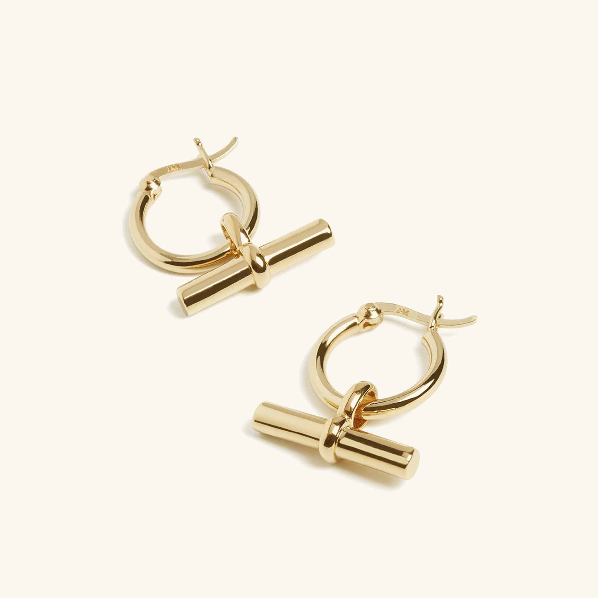 T-Bar Hoop Earrings Gold